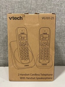 VTECH VG101-21 DECT 6.0 2-Handset Cordless Phone for Home, Blue-White Black 
