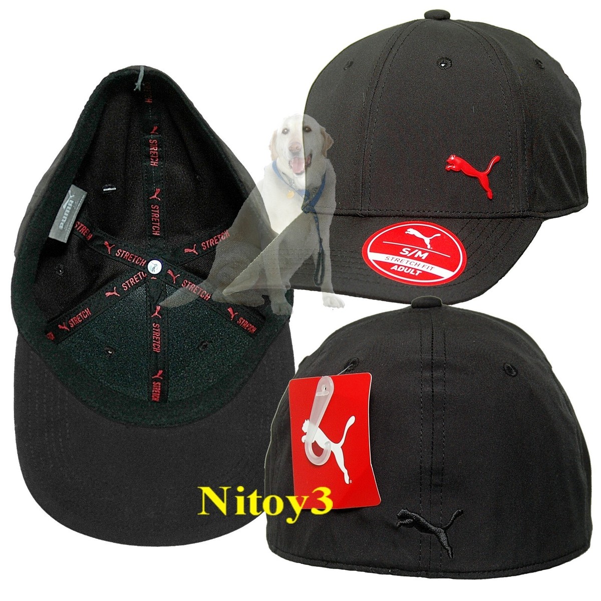 Puma Evercat Red Alloy Stretch Fit Baseball Cap-Hat Men S/M(head):