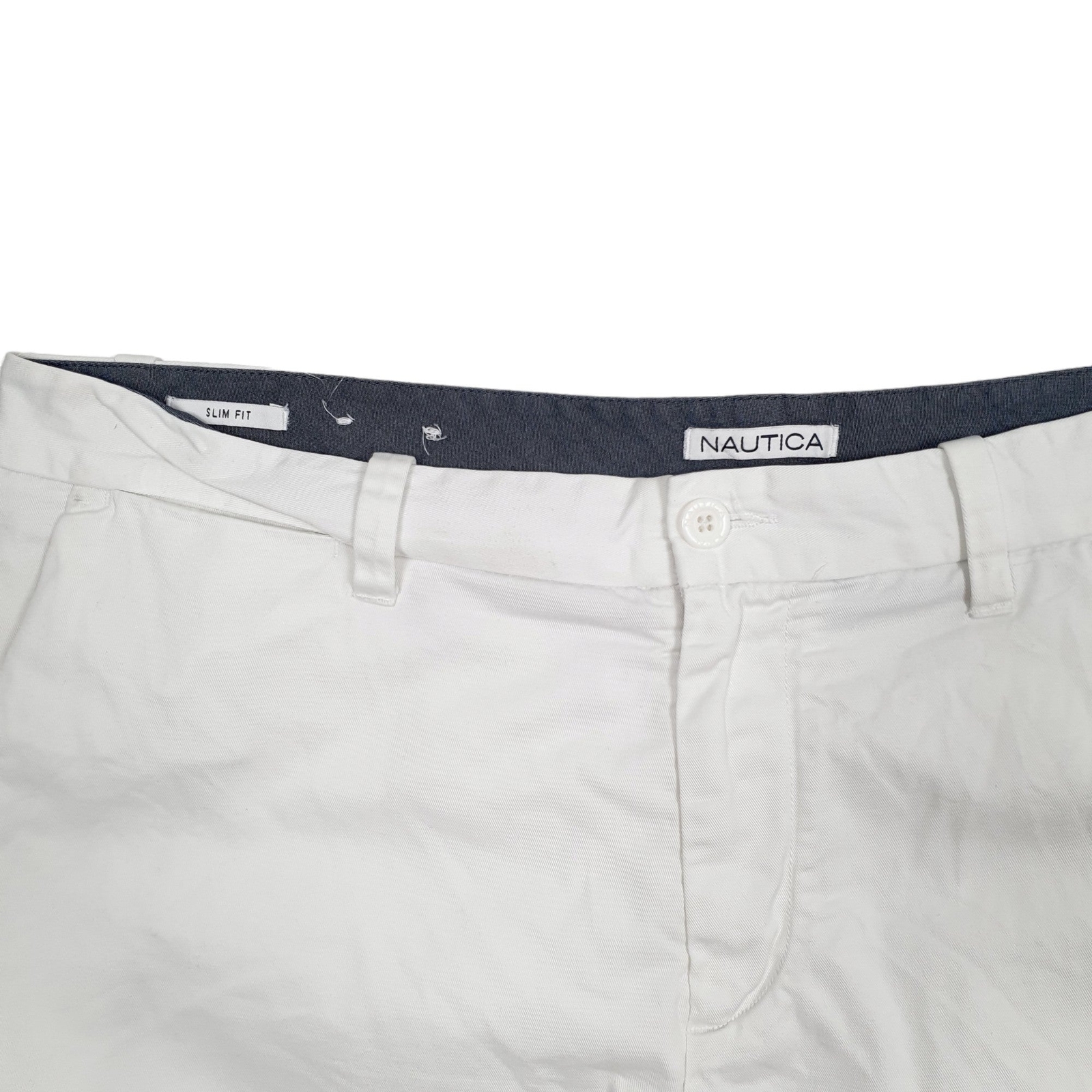 NAUTICA Slim Fit Deck White Chino Cotton Shorts Mens W38 image 3
