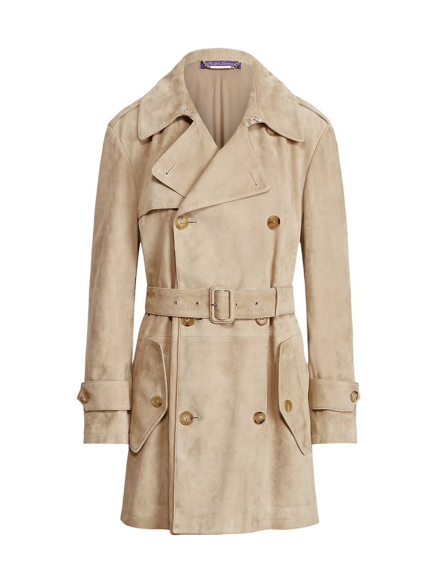 Ralph Lauren Purple Label Arlington Suede Belted Trench Coat
