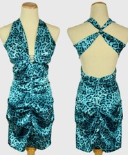 New Windsor $80 short Halter leopard print dress size 9 Prom Formal beach Black