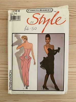 STYLE Carolina Herrera 1244 Schnittmuster Partykleid Größe 14 UNGESCHNITTEN