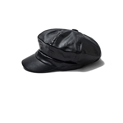 Women Newsboy Hats,8 Panel Ivy Beret PU Leather Cabbie Cap  display picture 2