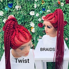 AFRICAN BRAIDED  PONYTAIL WIGS ON 360 LACE CLOSURE 50"