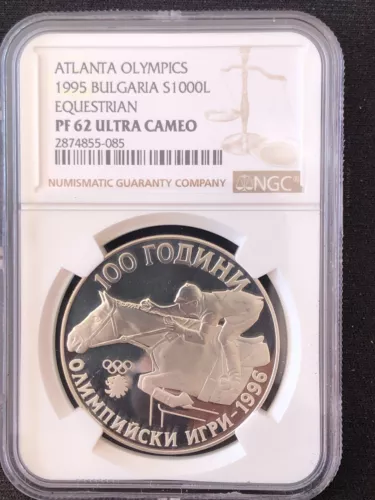 Bulgaria 1000 Leva 1995 100 Years Olympic Games NGC PF62 Ultra Cameo