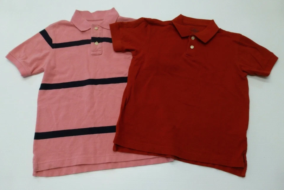 Lote Camisas Niños Rojo Antiguo Talla 6-7 y Gap Talla 6-7 Rosa Rayas Polo Buen Estado Foto 2 de 3