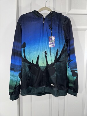 Fresh Hoods Deer Silhouette Zip Up Hoodie Sz Large NWT