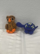 Colorful Crochet OWL and TURTLE Stuffed Animal Kid Plush Toy Handmade