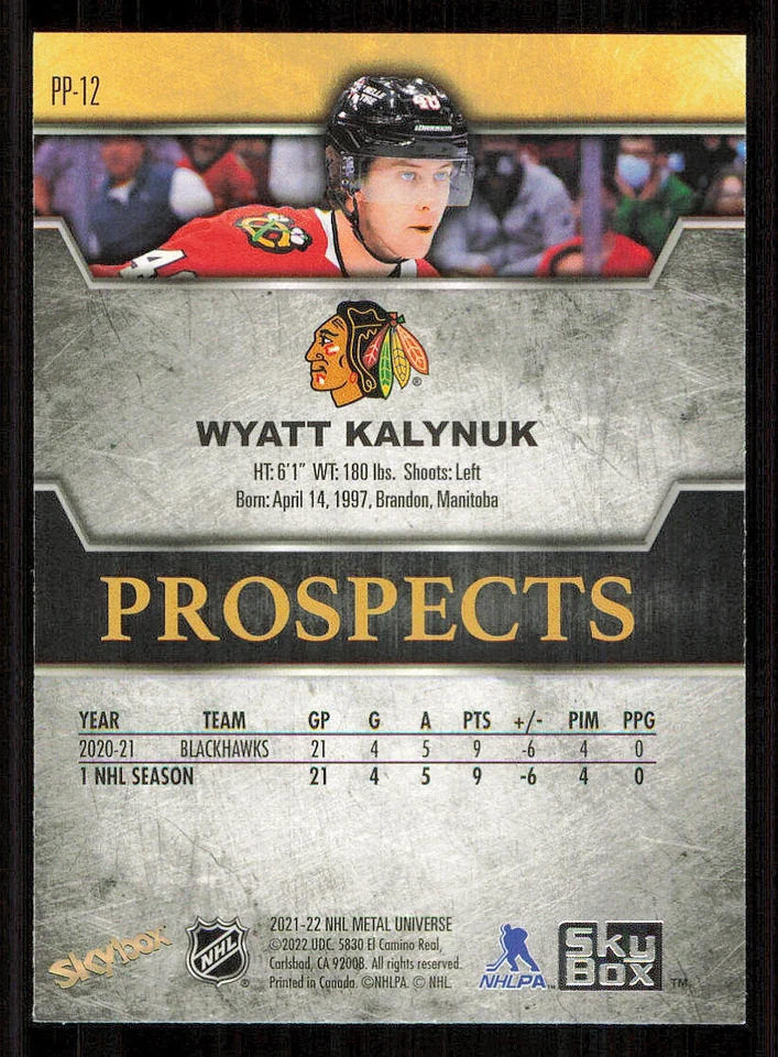 2021-22 Metal Universe Skybox Premium Prospects #PP12 Wyatt Kalynuk - Image 2 of 2