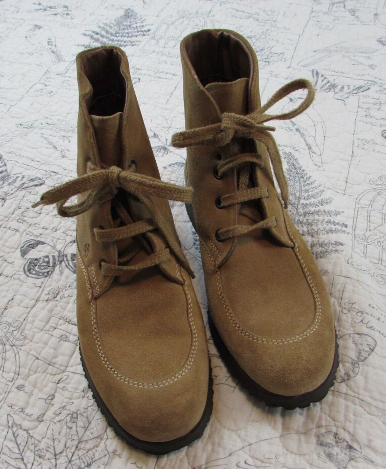 Botas de encaje al tobillo Hogan para mujer gamuza cuero tostado con cordones Chelsea talla 37,5 EE. UU. 7,5 Foto 2 de 4