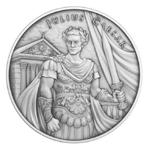 Silver 1 oz Legendary Warriors: Julius Caesar Round BU
