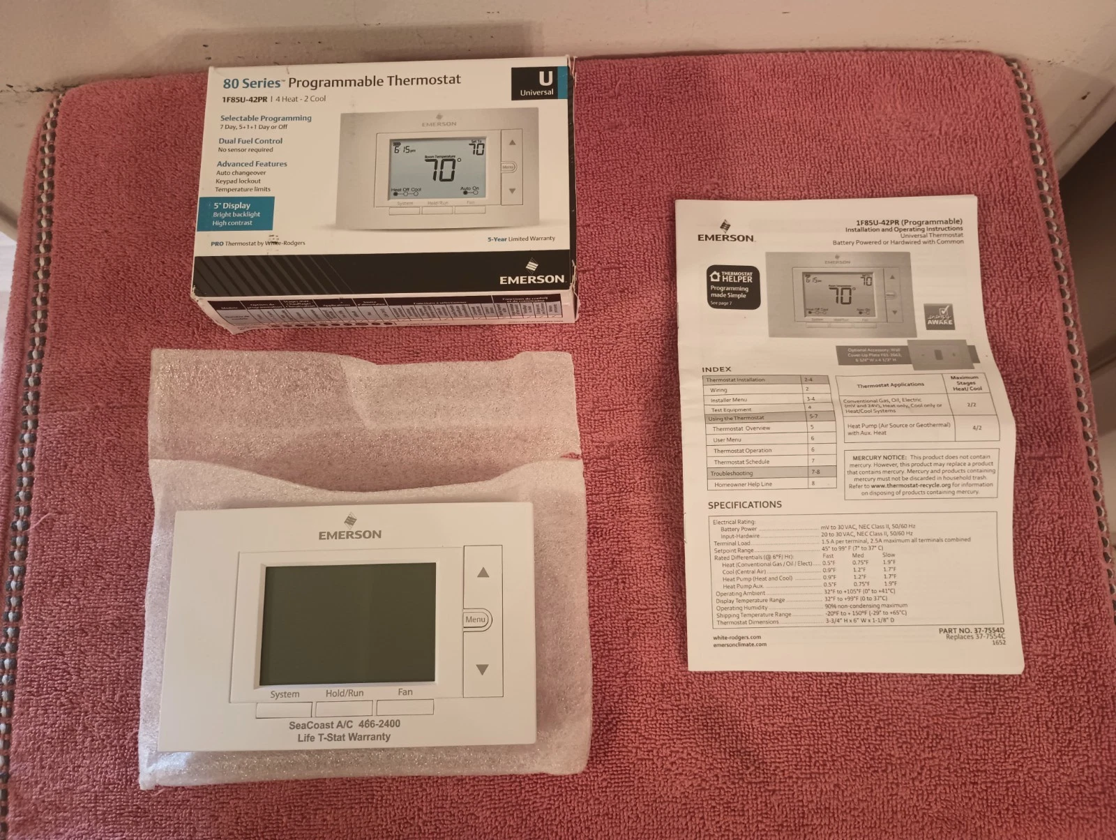 EMERSON 1F85U-42PR 4H 2 C PROGRAMMABLE THERMOSTAT DUAL FUEL UNIVERSAL
