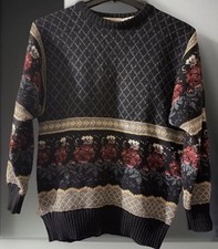 Vintage Fair Isle Floral Crew Sweater Medium The Import Workshop Nordic Womens