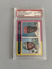 1975 Topps Mini #309 Stolen Base Leaders Lou Brock HOF PSA 8