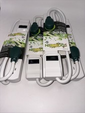 Go Green - White Cord 6 Outlet Surge Protector / 2.5 feet Lot Of 4