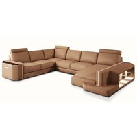 Wohnlandschaft Ecksofa Couch Ledersofa Sofa Polster Sitz Eck Garnitur Carlington