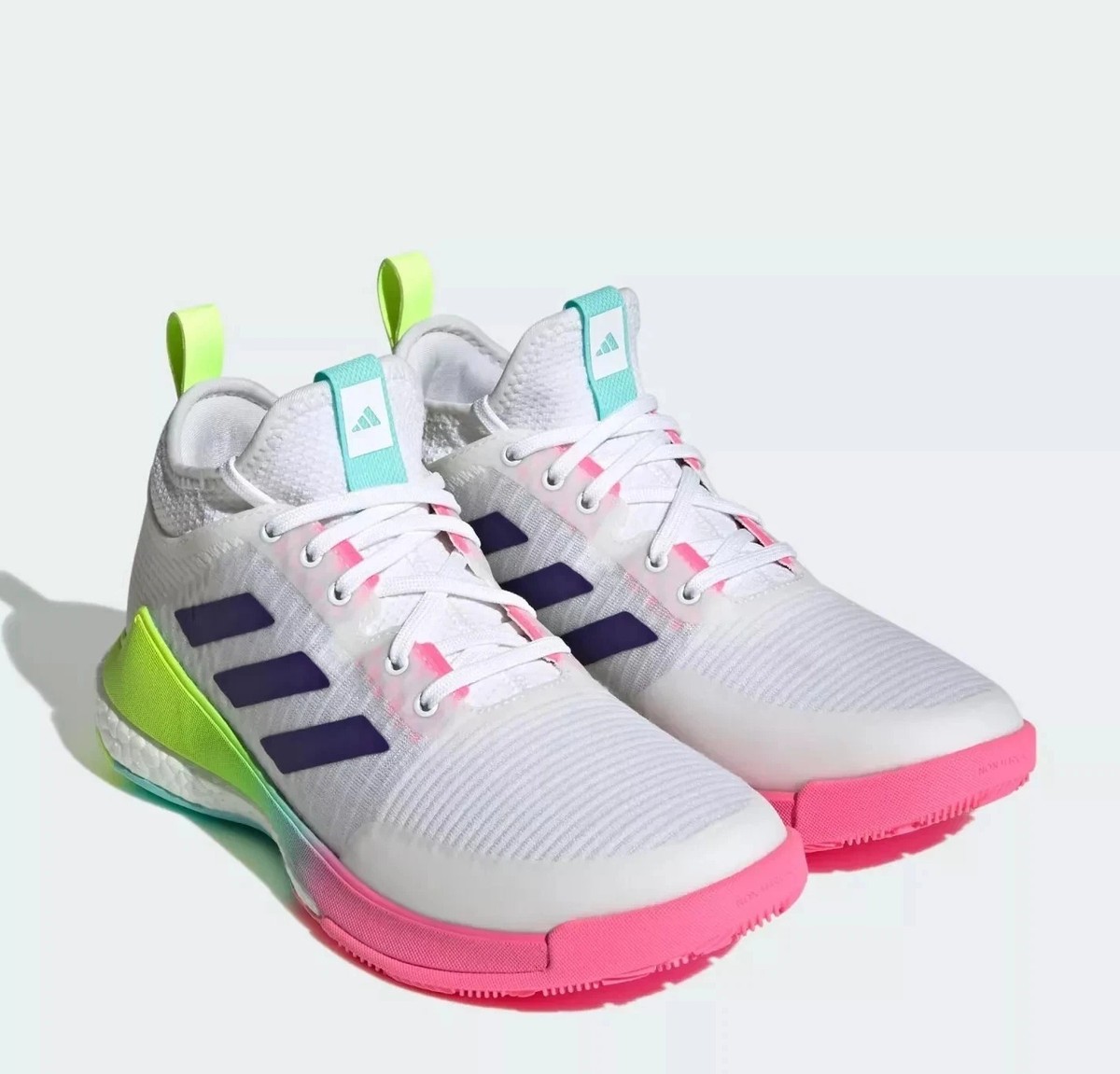 NEW Adidas Crazyflight Mid Volleyball Women Shoes, White/Purple