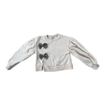 Paisley Lane Girls Sweatshirt Size 10 Cream Pullover Bow Detail