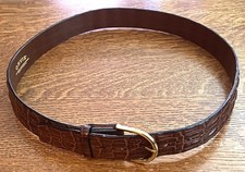 ORVIS Saltwater Crocodile Leather Belt Brown Reptile Australia Brass Buckle 38