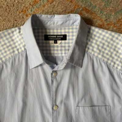 【AD2023】COMME des GARCONS HOMME DEUX M Comme des Garçons Homme Deux AD 2023 Striped Check Button Up Shirt