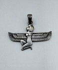 Vintage Sterling Silver Egyptian Revival Winged Goddess Isis Pendant — photo 1