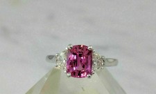 3Ct Cushion Cut Lab-Created Pink Sapphire Wedding Ring 14K White Gold Plated