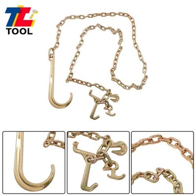 Tow Hook 5/16'' × 10' G80 J Hook Chain 4700Lbs 15'' Long Shank With RTJ Grab Hook