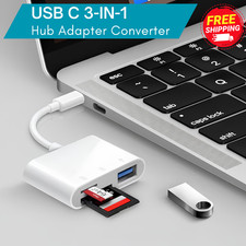 USB C 3 in 1 Hub Converter Type-C Adapter SD Card Reader For MacBook Pro Laptop