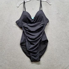 Assets By Sara Blakely Women Swimwear XL Black Nylon Polyester One Piece