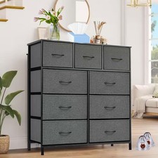 Fabric Chest of Drawers 9 Drawer Dresser Bedroom Bedside Storage Organizer Unit