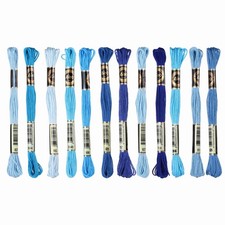 12 Skeins Embroidery Floss Polyester Threads for Embroidery, Dark Blue