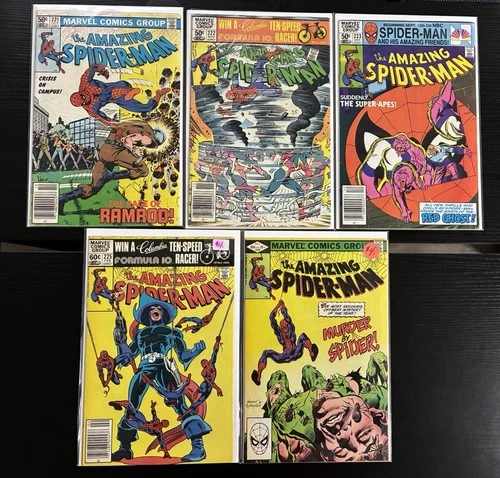 The Amazing Spider-man #221 222 223 225 228 VG/FN Lot Marvel