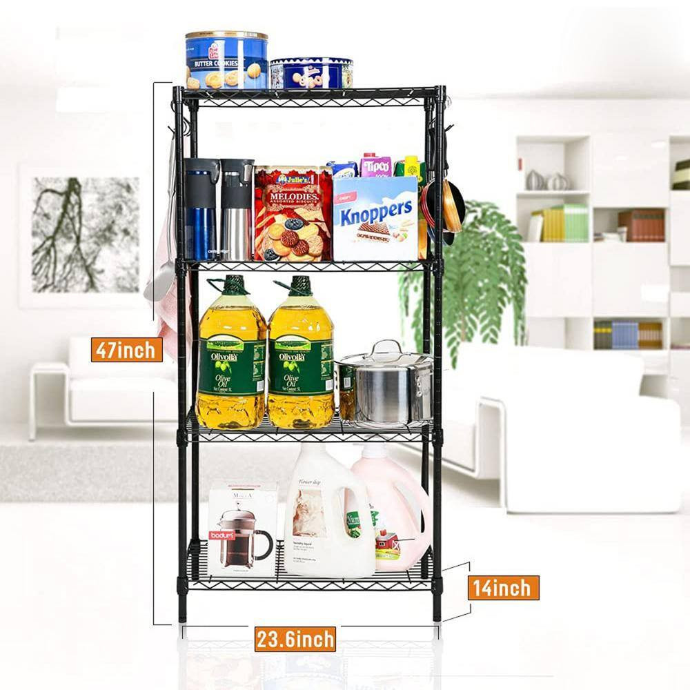 Black 4-Tier Adjustable Metal Garage Storage Shelving Unit (23.6 In. W X 47 In. 