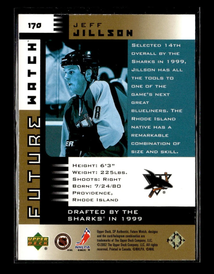 2001-02 SP Authentic #170 Jeff Jillson Limited Gold #/25 - Image 2 of 2