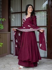 Women's Premium NC Vichitra Silk Anarkali Plazzo Set with Embroidered Dupatta XL