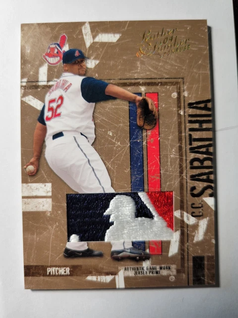 C.C Sabathia 2004 Leather & Lumber #1/1 Game Used Jersey MLB LOGO TAG One of ONE