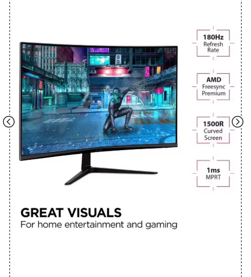 NEW ViewSonic VX3218-PC-mhd 32" Curved QHD FreeSync Premium Gaming Monitor Black - Image 3 of 4