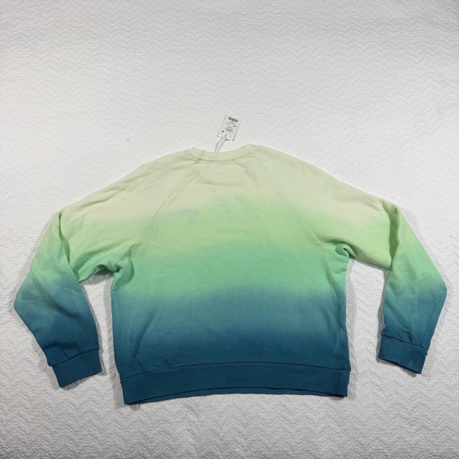 Marine Layer Womens M Dip Dye Terry Sweatshirt Shaded Spruce Green Blue Pullover