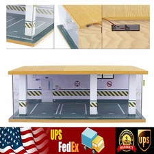 1/24 Scale Car Garage Model Diorama Parking Lot Scenery Display Box w/ Light??