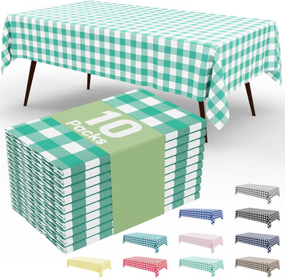 6 Packs Buffalo Disposable Table Cloth, 54 X 108 Inch Waterproof Plastic Tablecl