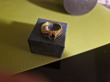 Dress Ring In Box Hes Got Blue Stone Circled with Other Stones