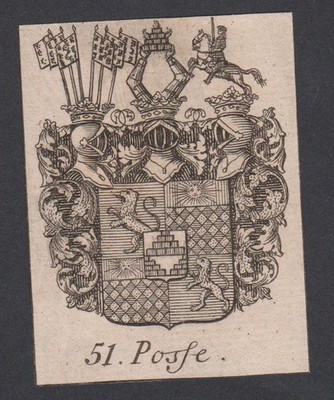 1750 - Posse Wappen vapen coat of arms Genealogie Heraldik Kupferstich