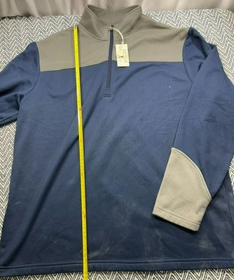 RedHead Men's Two-Tone Blue & Gray Quarter-Zip Pullover Large Waffle Knit NWT