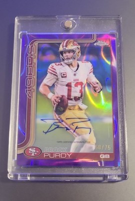 Brock Purdy 2025 Topps Chrome - Autographs #BA-BP Purple Refractor /75 (AU)!!