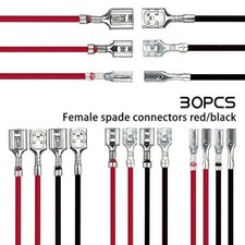 30PCS Female Speaker Wire Connectors Kit 2 8mm 4 8mm 6 3mm with Nylon Sleeve
