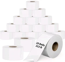 2 1/4 in × 213 ft  Calculator Thermal Paper 2 1/4 in Permanent Adhesive 18 ROLLS