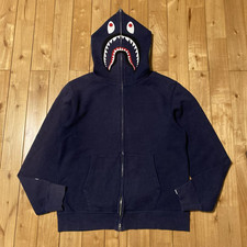 BAPE WGM Shark Full Zip Hoodie Navy A Bathing Ape Size XL