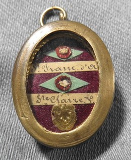 ANTIQUE THECA CASE WITH THE RELICS OF ST.FRANCIS & ST.CLARE FRANCISCANS