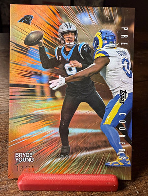 Bryce Young Pressure Cookers Topps NFL 2026 Carolina Panthers 13/25 Orange Holo