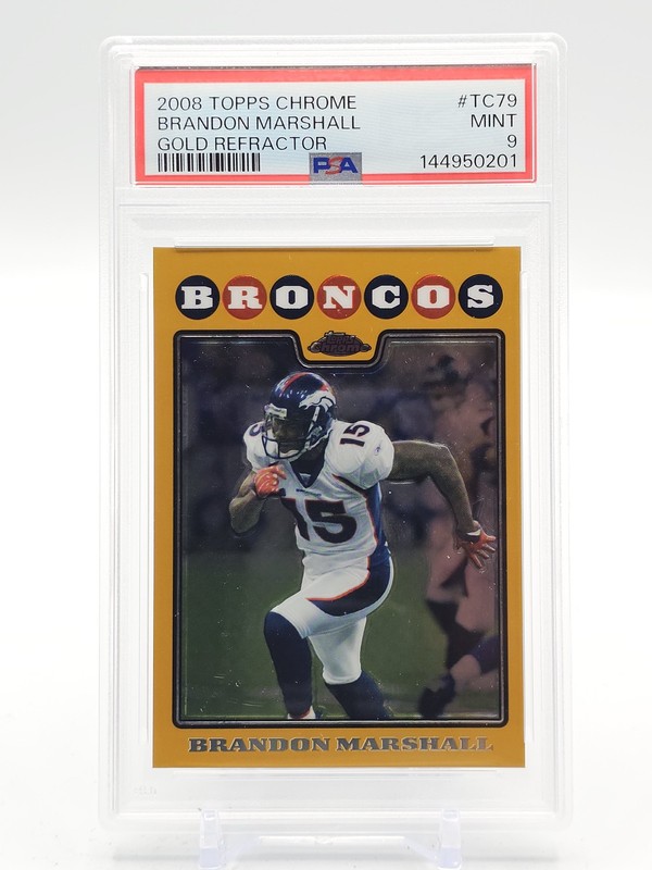 BRANDON MARSHALL 2008 TOPPS CHROME GOLD REFRACTOR /199 #TC79 BRONCOS PSA 9 Q6222
